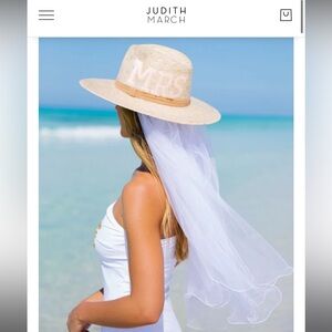 Judith March Tan 'Mrs' Hat with White Veil